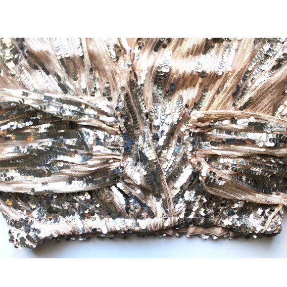 ASTR the Label Primadonna Sequin Top / Small / Champagne Surplice Deep V Holiday - Picture 7 of 9